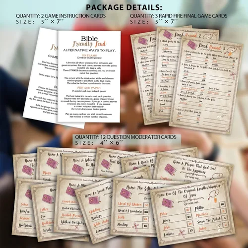 Vista 2 de Juego de trivia bíblica, Prueba de disputa amigable con la Biblia, Juegos de trivia bíblica para la familia, Preguntas de disputas familiares