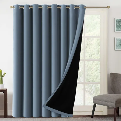 Vista 22 de MeilleMaison Paneles de cortina 100 % opacas para ventana de dormitorio, bloqueo de luz completa, de 84 pulgadas de largo, con aislamiento térmico