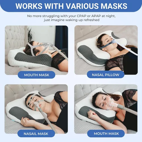 Vista 2 de Elviros Almohada cervical CPAP para el cuello para dormir, almohada ergonómica de altura ajustable para el cuello, almohada de espuma viscoelástica