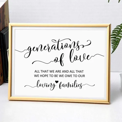 Vista 3 de Letrero de boda de Generations of Love con texto en inglés «All That We Are and All That We Hope», cita de boda sin marco, 8 x 10 pulgadas