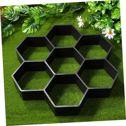 Vista 9 de Cabilock Molde de piedra para pavimentar, molde de plástico con forma geométrica hexagonal para suelo de cemento, molde reutilizable para escalones
