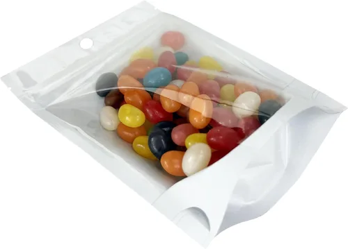 Vista 8 de PABCK 20 bolsas de Mylar de pie para almacenamiento de alimentos, bolsa de embalaje de plástico transparente resellable de 6.3 x 9.45 pulgadas