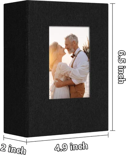 Vista 3 de Álbum de fotos de 4 x 6 pulgadas, 52 bolsillos, con cubierta de lino, álbumes de fotos para familia, boda, bebé, libro de fotos con capacidad