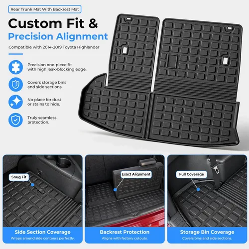 Vista 2 de Xipoo Alfombrilla de carga compatible con Toyota Highlander 2014-2019, alfombrilla de maletero para respaldo, forro de carga de repuesto