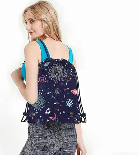 Vista 4 de Beabes Bohemia Retro Rayas Cordón Bolsas Mochila Gimnasio Bolsa con Cordón, Multi-a111, Mochilas de viaje