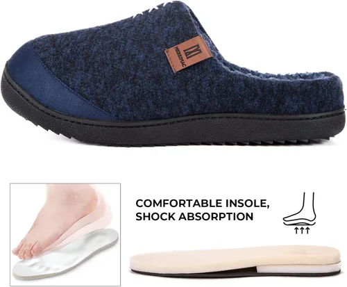 Vista 3 de MERRIMAC Pantuflas de espuma viscoelástica de punto para hombre, cómodas, con forro de sherpa