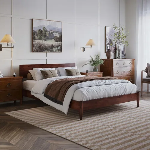 Vista 28 de AFI, Aria - Cama de plataforma moderna de perfil bajo de madera maciza, tamaño individual, color espresso