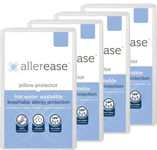 Vista 7 de AllerEase - Protector de almohada duradero con cremallera y lavado con agua caliente, transpirable, protección avanzada, lavable a máquina