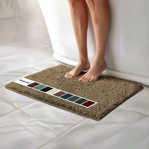 Vista 71 de Muddy Mat Alfombras de Baño de Chenilla de Microfibra de Secado Rápido Antideslizantes Lavables, Extra Gruesas, Suaves y Altamente Absorbentes Gris