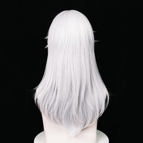 Vista 5 de LABEAUTÉ Max Beauty Anime - Pelucas de cosplay de varios personajes para Genshin Impact + gorra gratis (blanco-sr)