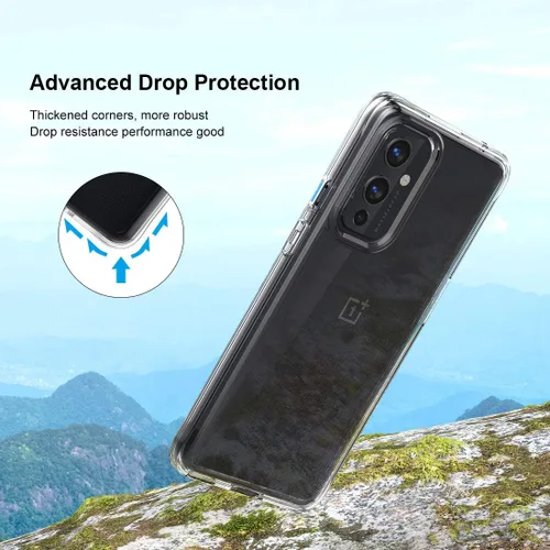 Vista 6 de Funda protectora transparente para Oneplus 9 a prueba de golpes [parte trasera de policarbonato duro+parachoques de TPU suave] [antiamarilleo]