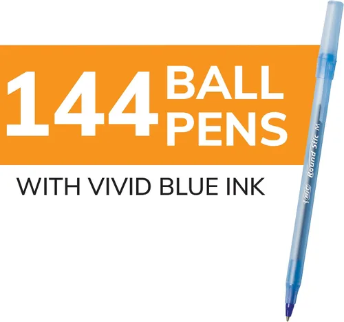 Vista 19 de BIC Bolígrafos redondos Stic, color azul, punta media, paquete de 10