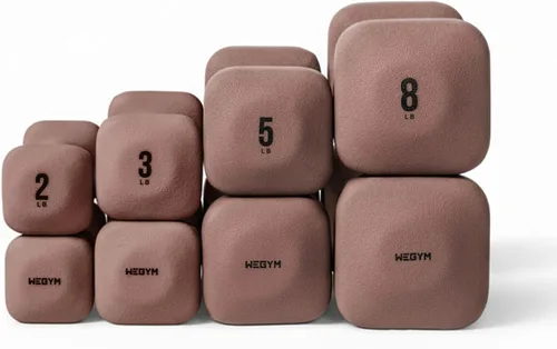 Vista 20 de WeGym SafeGrip Square Dumbbells with Anti Slip Handles, Aesthetic Free Weights for Home Workouts, Stable Design Prevents Rolling during Floor