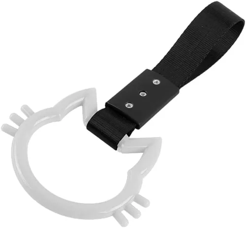 Vista 14 de Q1-TECH, Anillo JDM Tsurikawa japonés para metro, tren, autobús, correa de mano KITTY Cat para parachoques delantero y trasero, anillos