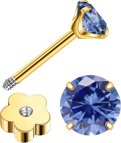 Vista 17 de Aretes de titanio G23 hechos a mano de 0.118 in, chapados en oro de 14 quilates, pequeños 5A+CZ, aretes de cartílago hipoalergénicos, aretes