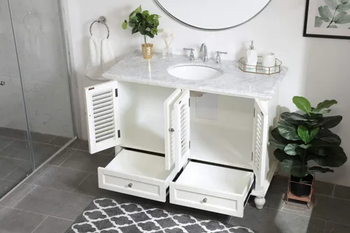 Vista 2 de Mueble de baño de 48.0 in, color blanco envejecido