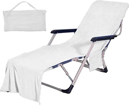 Vista 12 de Funda Vocool para silla de piscina, toalla de playa, bolsillo elástico ajustable, no se desliza Azul