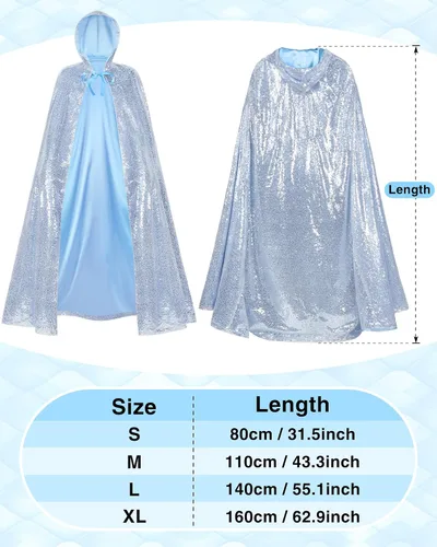 Vista 2 de Capa con capucha de princesa para niña, capa con capucha para carnaval, Halloween, fiesta de cosplay