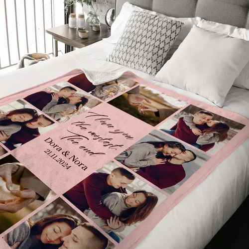 Vista 2 de Manta Personalizada de Fotos y Mensajes Collage Manta Throw - Perfecta para el Día de San Valentín para Ella, Él, Amigos - Foto Personalizada