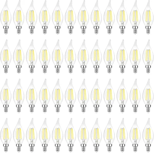 Vista 13 de TOBUSA Bombillas LED para candelabros E12, bombillas de araña de filamento 5000K Blanco luz día