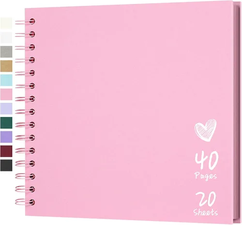 Vista 16 de Álbum de recortes de 7 x 7 pulgadas, álbum de recortes DIY de tapa dura de papel kraft, álbumes de fotos, 40 páginas, perfecto para fotos de 4 x 6