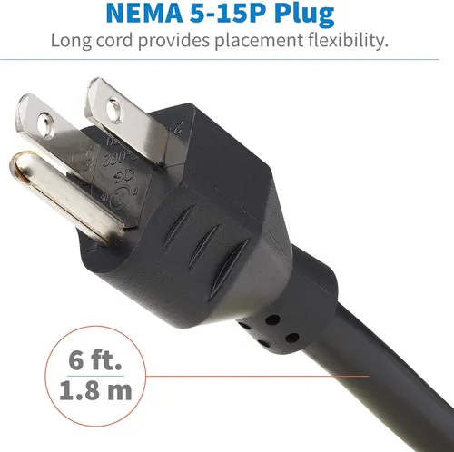 Vista 7 de Tripp Lite Protector de sobretensiones esférico de 3 tomas, 4 puertos USB (4.8A compartido) - Cable de 6 pies (6.0 ft), enchufe 5-15P, 540 julios