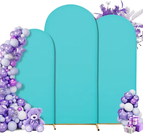 Vista 17 de Juego de 3 fundas elásticas para telón de fondo para arco de boda, 7.2 pies Negro