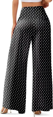 Vista 3 de JZC Pantalones de descanso estilo palazzo para mujer, elásticos, de pierna ancha, informales, cómodos, de tiro alto, holgados, tallas S - 3XL