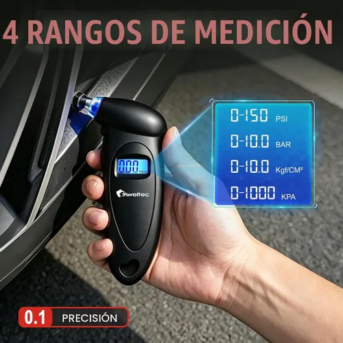 Vista 2 de Medidor digital de presión de neumáticos (negro (1PK), 1 paquete Negro (1 unidad)