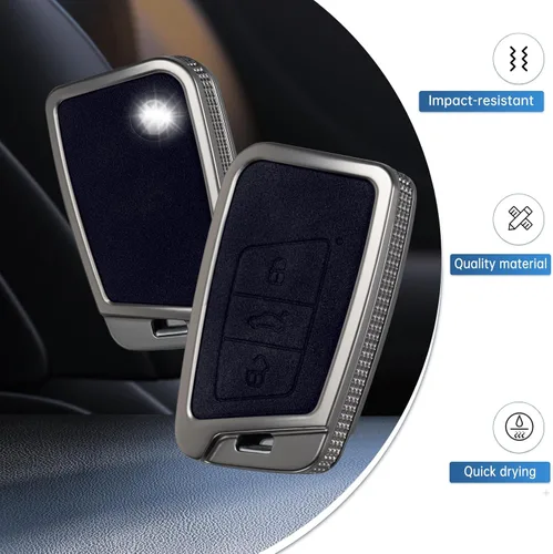 Vista 3 de YO&YOYE Compatible con funda para llavero VW Volkswagen con llavero protector de llave de cuero