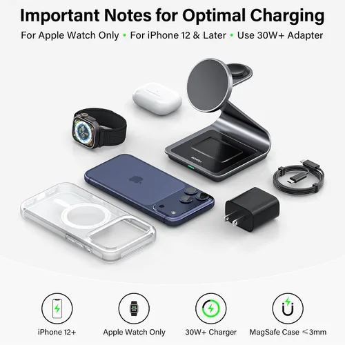 Vista 8 de Estación de carga inalámbrica 3 en 1 para iPhone, Apple Watch y AirPods
