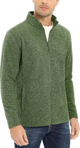 Vista 4 de TACVASEN Chaquetas de forro polar para hombre, chaqueta ligera con cremallera completa, abrigos casuales suaves y cálidos con bolsillos