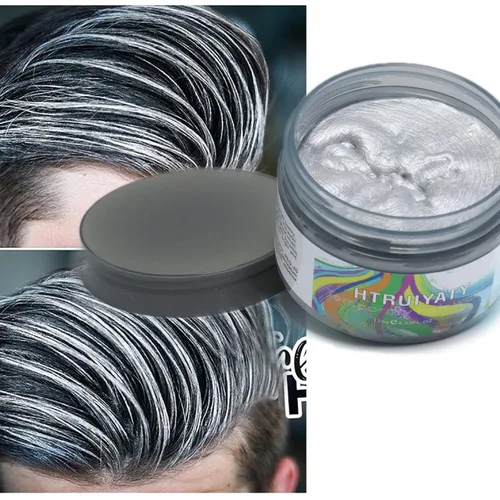 Vista 3 de Cera temporal de color gris para el cabello, color natural en aerosol lavable para niños, mujeres y hombres, para cabello con luz oscura, cosplay