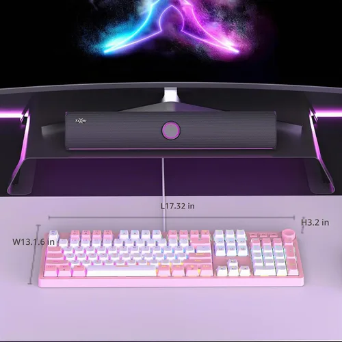 Vista 9 de FOXXRAY HKM-95 Teclado mecánico con cable para juegos, retroiluminado RGB de tamaño completo con perilla de control de medios, interruptores azules