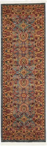 Vista 8 de Unique Loom - Alfombra de la colección Edinburgh - Monroe (2 x 6 pies 1 pulgada, pasillo, azul/marrón)