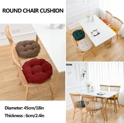 Vista 2 de Chair Cushion for Dining Chairs Round, Seat Cushion for Kitchen Chairs Extra Thick, Multi-Functional Chair Pads for Floor, Garden, Dining Room