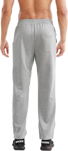 Vista 6 de BROKIG Pantalones deportivos de entrenamiento para hombre con doble bolsillos, parte inferior abierta, holgados, casuales, para descansar