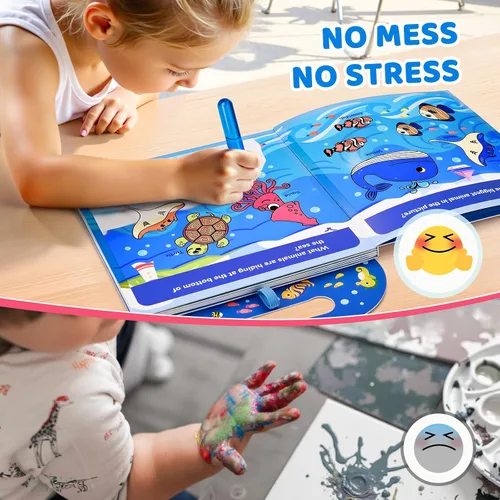 Vista 3 de JoyCat Libro para colorear de agua oceánica para niños pequeños de 1 a 3