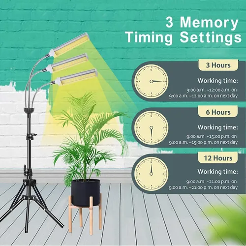 Vista 2 de Luz de cultivo de plantas, luz de cultivo para plantas de interior con altura ajustable de 20 a 60 pulgadas, temporizador de espectro completo, 3