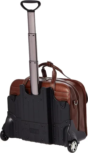 Vista 5 de Siamod, VERNAZZA, CARUGETTO, Cuero de cachemira Napa, 15" patentado desmontable - Maletín para portátil con ruedas, coñac (45294), 18 pulgadas