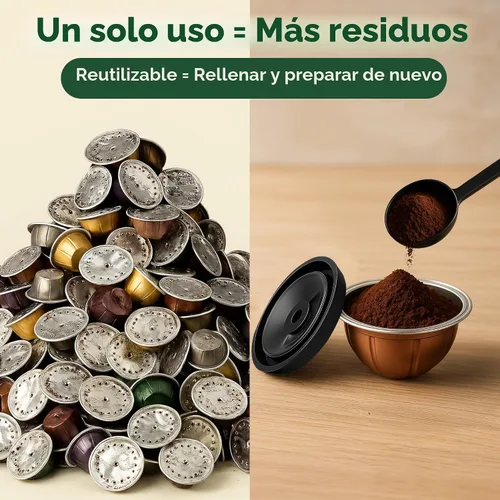 Vista 4 de Tapas reutilizables para cápsulas de café, tapas recargables para Nespresso Vertuo, compatibles con todas las máquinas VertuoLine, solución práctica
