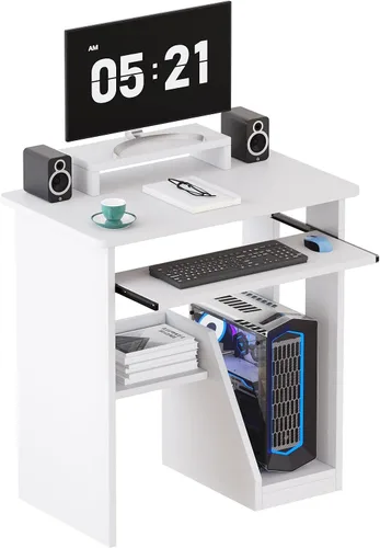 Vista 30 de Escritorio pequeño para computadora para oficina en casa, mesa de juegos compacta para computadora de escritorio y portátil, con cajón