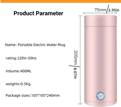 Vista 8 de Hervidor de viaje, 13.5 fl oz, pequeño portátil, mini hervidor eléctrico 3 en 1, acero inoxidable 304, grado alimenticio, hervido rápido y apagado