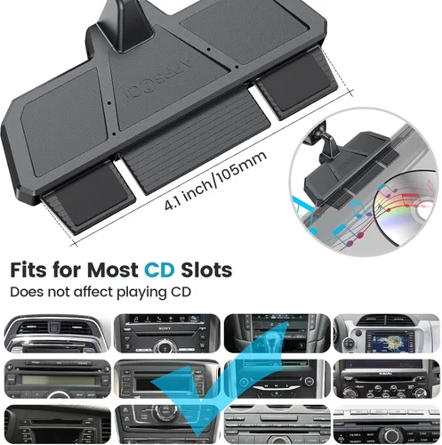 Vista 5 de APPS2Car Soporte de cargador inalámbrico para automóvil, ranura para CD, sujeción automática de 15 W, soporte de teléfono de CD de carga rápida