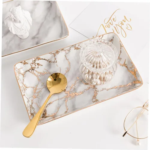 Vista 3 de ABOOFAN 3pcs bandejas decorativas trinket tray ceramic tray ceramic ring tray ceramic ring plate earring tray decorative serving tray decor tray