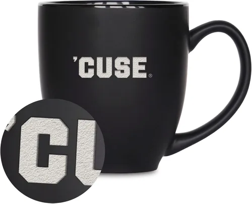 Vista 239 de Rico Industries - Taza de cerámica mate negra con grabado láser estándar de 15oz para NCAA (escuelas T & U) - Para bebidas calientes o frías