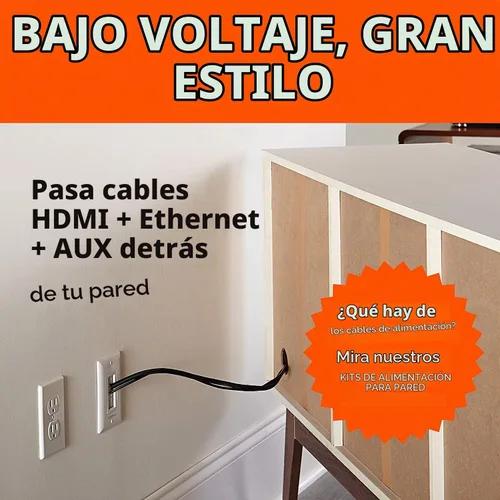Vista 7 de ECHOGEAR Placa de cepillo de pared para ocultar hasta 8 cables de bajo voltaje, cepillos resistentes con diseño de captura de cables, paso de cable