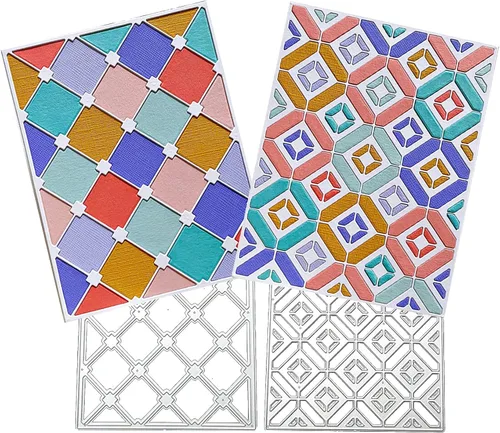 Vista 2 de Troqueles de corte para hacer tarjetas de papel, paquete de 2 fondos, marco, plantillas de metal, herramienta de álbumes de recortes, manualidades