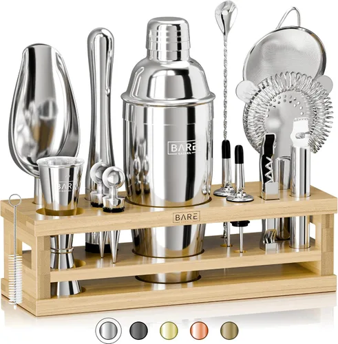 Vista 14 de BARE BARREL® Mixology Bartender Kit Bar Set Juego de coctelera de 16 piezas Herramientas de mezcla de Martini Barware para el hogar Incluye 35