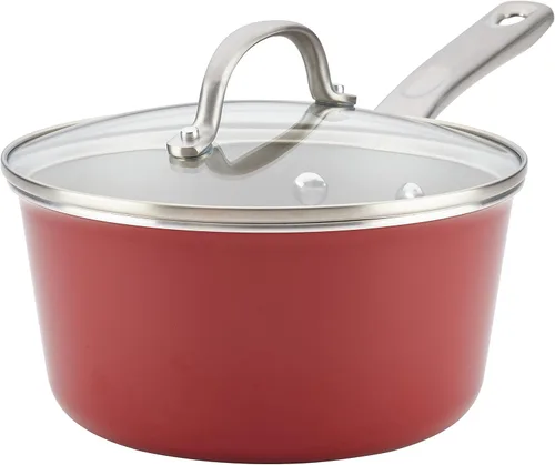 Vista 8 de Ayesha Curry Home Collection - Cacerola antiadherente con tapa, 3 cuartos de galón, color marrón